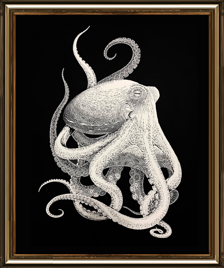 Kirie Octopus Cutting Paper Art 蛸の切り絵制作 Kiriken Masayo